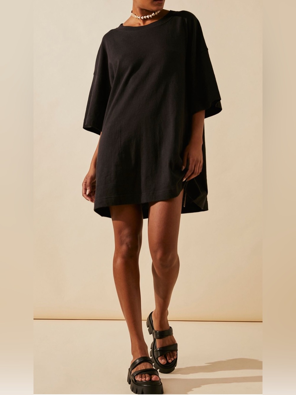 Free People Essential Extreme Tee Mini Dress Size Small RT $40 Black